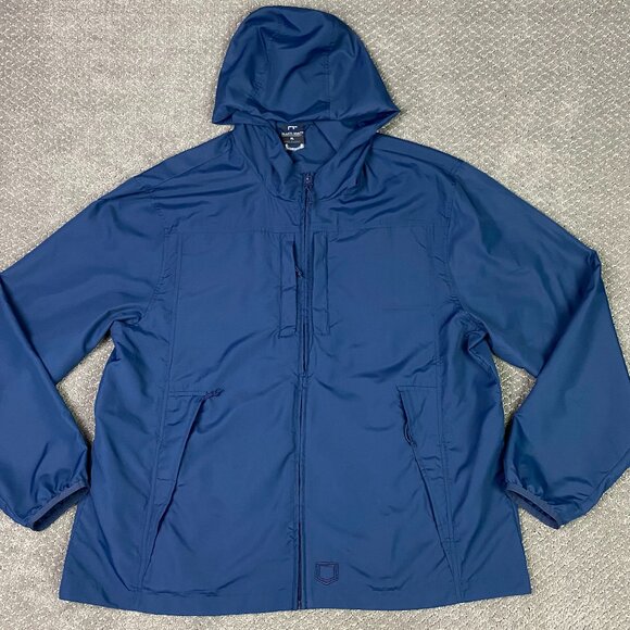 SCOTTeVEST Pack Windbreaker Jacket Men's XL Blue Travel TEC 13 Pockets Hooded - Picture 1 of 14
